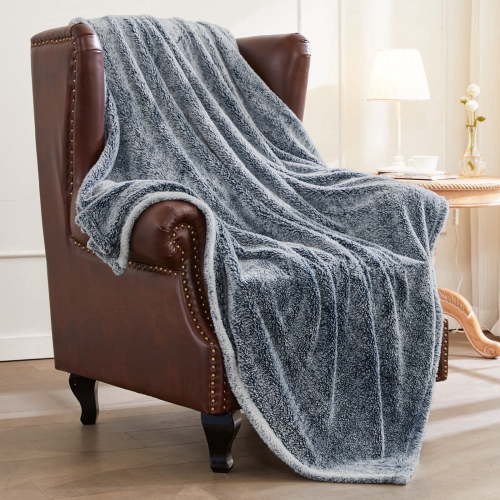 Exclusivo Mezcla Large Lightweight Fleece Throw Blanket for Couch, Bed, Sofa (50x70 inches, Navy Blue)