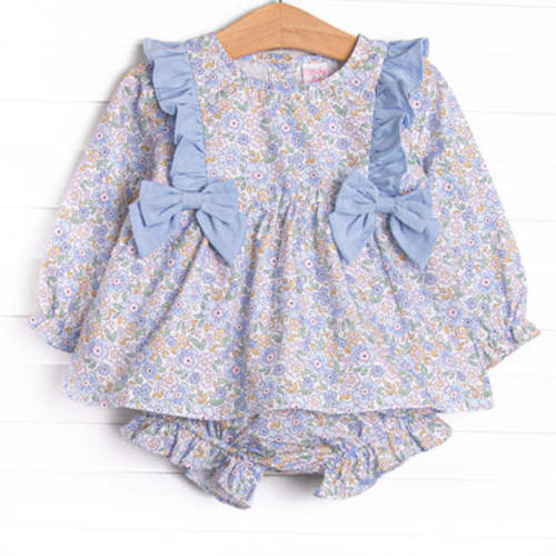 Poppy Fields Bow Diaper Set, Blue – Stitchy Fish