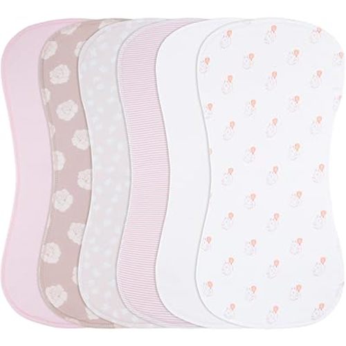 Baby Burp Cloths Large Size 3-Layers Thicken 100% Cotton Super Absorbent and Soft Baby Spit Up Burping Rags Baby Burp Cloth Set for Girls 6 Pack