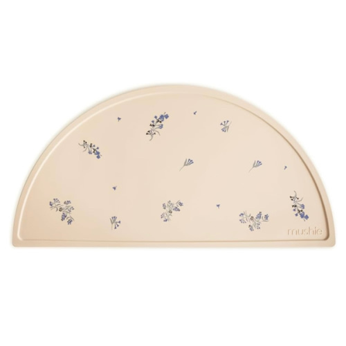 mushie Silicone Placemat for Kids | BPA-Free Non-Slip Design (Lilac Flowers)