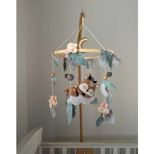 Deer Baby Mobile: Handmade Felt Forest Nursery Decor