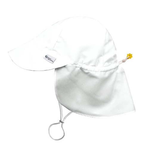 green sprouts UPF50+ Eco Flap Hat-White-9-18mo