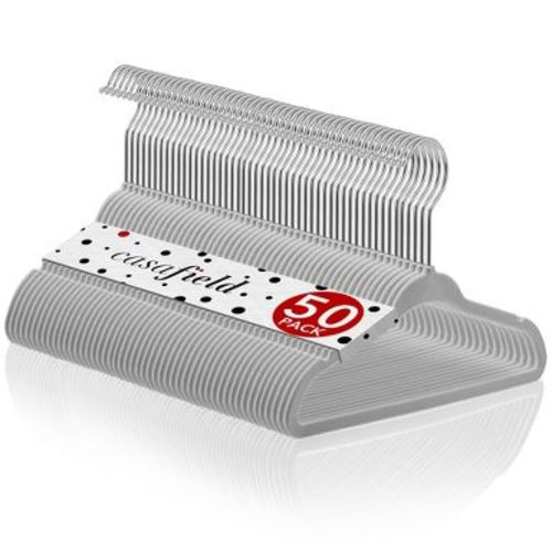 Casafield 11" Velvet Baby Hangers for Infant & Toddler Clothes, Gray - Set of 50