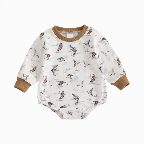 larppty Duck Hunting Baby Clothes Infant Baby Boys Girls Long Sleeve Mallard Duck Sweatshirt Romper Bodysuit