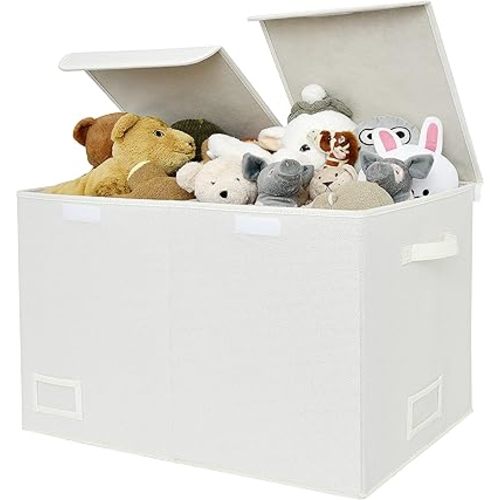 GRANNY SAYS White Toy Chest, White Storage Bins with Lids, Toy Storage for Kids, Stuffed Animal Storage for Playroom, Toy Box for Living Room Area, Plush Toys Storage Bins, Pearl White