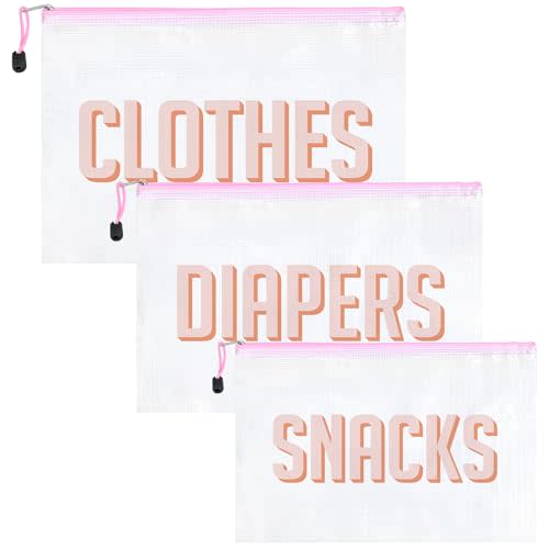 3pcs Hospital Bag Organizing Pouches for Labor and Delivery, Maternity Essentials Diaper Bag Organizer for Mom Travel (White, Large)