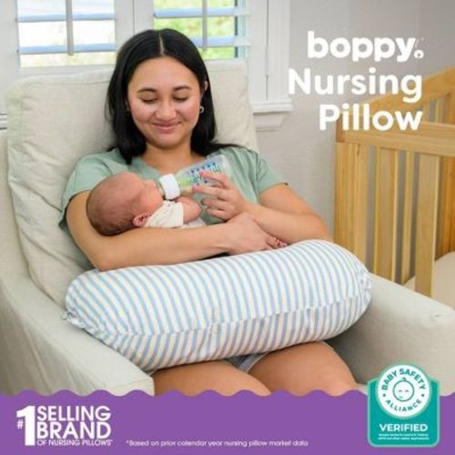 Boppy New Nursing Pillow - Vintage Blue Stripes