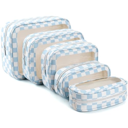 YOPCDJ 5PCS Diaper Bag Organizer Pouch Set, TSA Approved Toiletry Bag，Clear Waterproof TPU Makeup Bag Set Travel Organizer Bags for Women and Kids