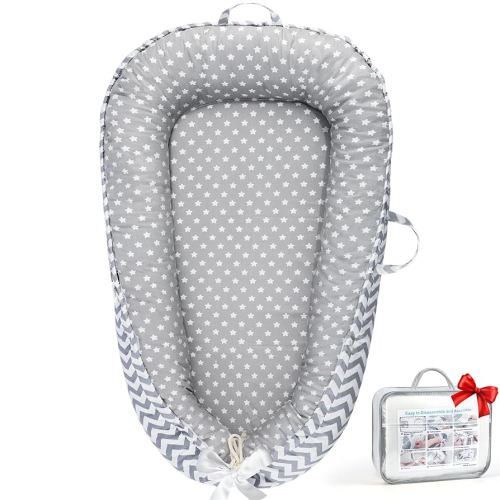 Baby Lounger - Baby Lounger for Newborn 0-24 Months, Breathable Pure Cotton Baby Nest Lounger Cover, Baby Registry Newborn Essentials Gifts, Portable Floor Tummy Time Lounger for Home & Travel