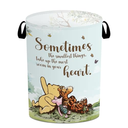 Classic Winnie Storage Basket, Winnie Laundry Hamper, Winnie Nursery Baby Stuff, Pooh Oxford Cloth Hamper With Waterproof Pe Coating, for Boys and Girls Bathroom Bedroom 15.7×19.6 Inch