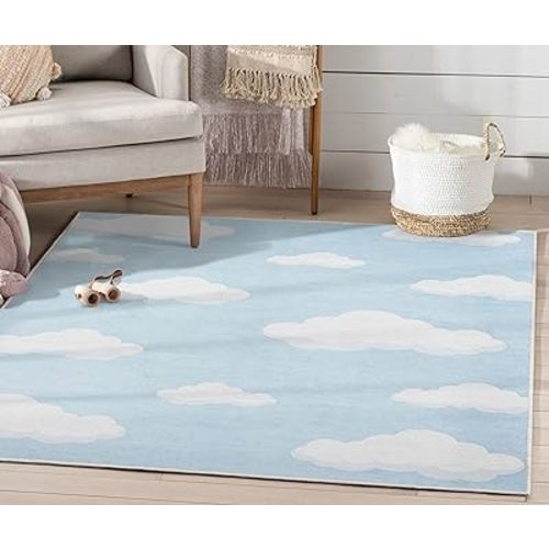 Well Woven Clouds Rug Light Blue 3'3" x 5' Apollo Kids Collection