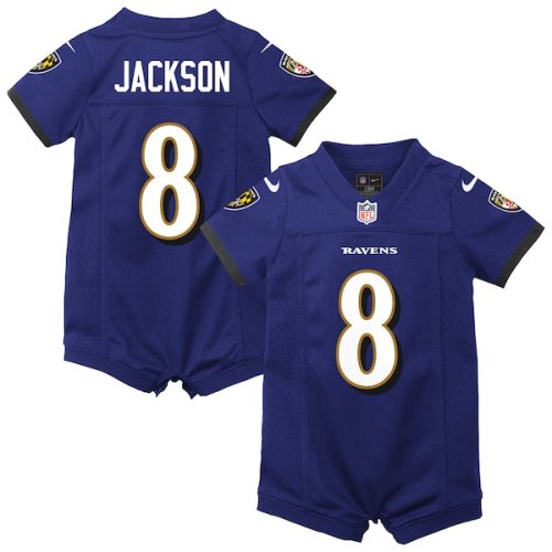 Lamar Jackson Baltimore Ravens Nike Newborn Romper Game Jersey - Purple