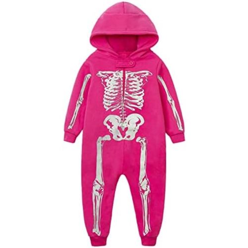 Mud Kingdom Halloween Skull Romper for Little Boys Glow in The Dark Light Fleece Lined