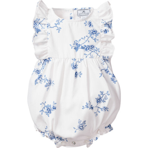Ruffled Romper, Indigo Floral - Petite Plume Rompers | Maisonette