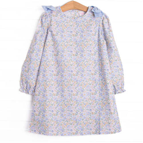 Poppy Fields Bow Dress, Blue – Stitchy Fish