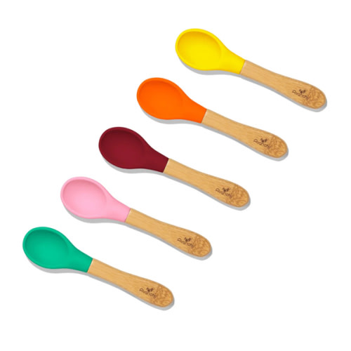 Bamboo Baby Spoons - BLW Infant Self Feeding Single Spoon | Wide