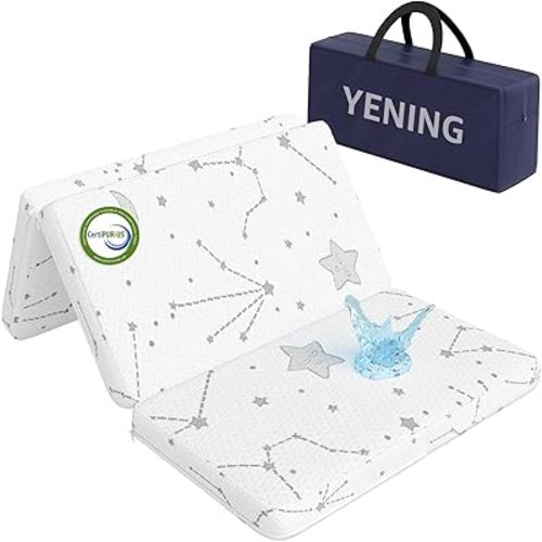 YENING Trifold Pack and Play Mattress Pad Foldable 38x26 Waterproof Baby Mattress for Pack N Play Matress Topper Breathable 1.25" Thick