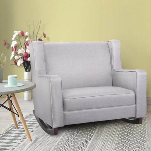 Grey Rocker Morden Fabric Rocking Chair Comfortable Relax Glider