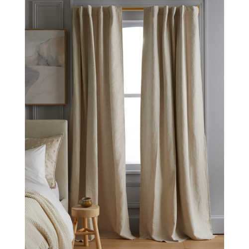 European Linen Room Darkening Curtain in Flax