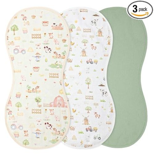 Hahafelt 3 Pcs Baby Changing Pad Liners,Farm,Colorful | Compatible with Peanut Changer, Organic Cotton Cover, Waterproof Backing, Washable Reusable, Warm Soft for Baby