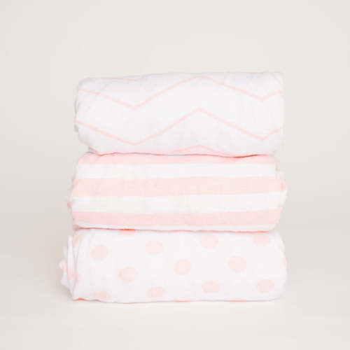 Pink Patterned Bassinet Fitted Sheet Set