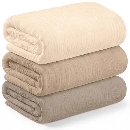 3-Pack Lyra Muslin Swaddle Blankets - Ecru, Regular Size