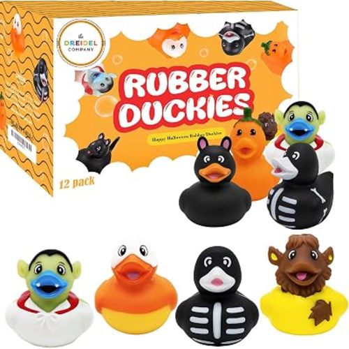 The Dreidel Company 12- Pack Halloween Rubber Dock-Duckies for Jeep Ducking Toy for Kids, Fun Bath Birthday Gifts Baby Showers Summer Beach and Pool Activity, 2 Inches