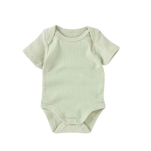 Short Sleeve Organic Cotton Baby Bodysuit Mint | Little Alii