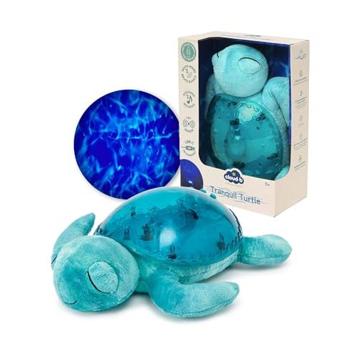Cloud b Tranquil Turtle Aqua - White Noise Machine Baby, Baby Night Light & Portable White Noise Machine - Soothing Ocean Waves & Underwater Melodies, Cry Sensor, Rechargeable, Eco-Friendly