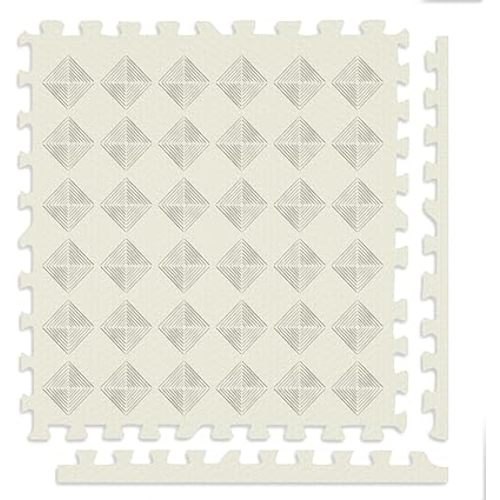 Play Platoon Large Kids Mats for Floors, 9 Tile 72 x 72 inch, Extra-Thick Interlocking Tiles, 24 x 24 in. Puzzle Mat Pieces with Border, Non-Toxic, Neutral Playmat Rug for Toddlers & Children