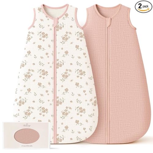 Konssy Muslin Baby Sleep Sack 6-12 Months, 0.8 TOG Baby Wearable Blanket