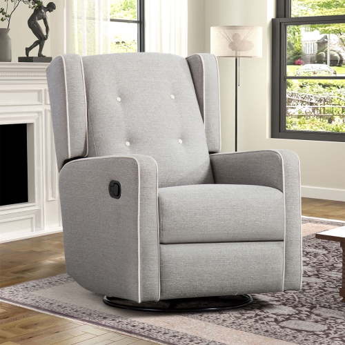 Bonzy Home 360° Swivel Rocking Chair, Rocker Recliner Chair, Glider Chair, Manual Recliner for & Living Room, Gray
