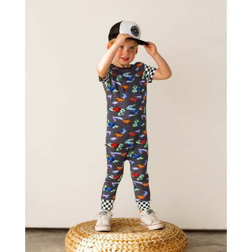 Neon Street Racers Romper with Side Zipper (0-3T)