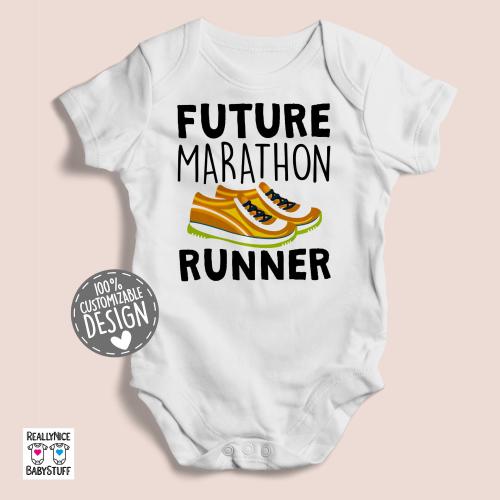 Marathon Runner Baby Bodysuit | Long Distance Running One-Piece
