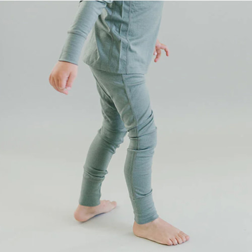 Kids Merino Wool Base Layer, Leggings, Sage