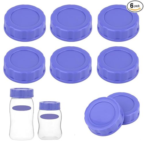 6pcs Baby Bottle Caps Compatible with Pigeon & Lansinoh Bottles, Travel and Storage Bottle Lids Replacement (Purple)
