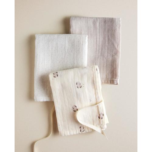 BABY BUNNY MUSLIN CLOTHS (PACK OF 3)