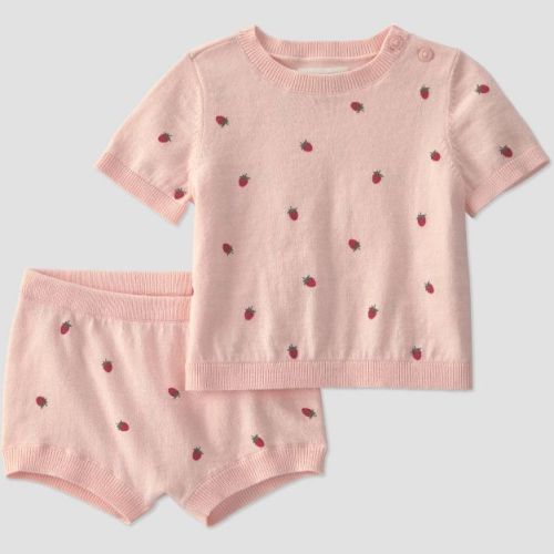 Little Planet by Carter's Baby Girls' Organic 2pc Strawberries Sweater Set - Pink Newborn
