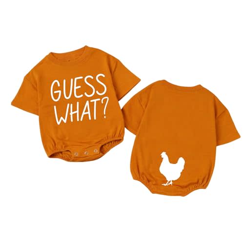 Guess What Chicken Baby Bodysuit Funny Animal Front and Back Print Unisex Infant Romper Shower Gift 0-24 Months