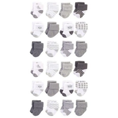 Hudson Baby Cotton Rich Baby Terry Socks 24-Pack, Moon, 0-3 Months