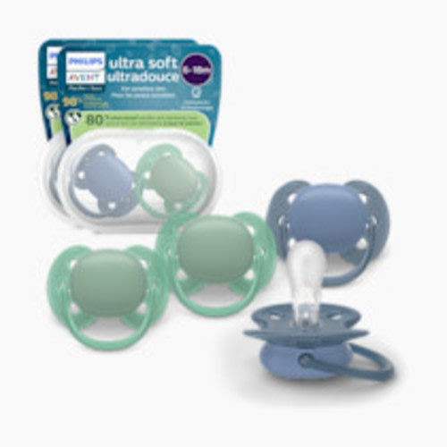 Philips Avent Ultra Soft Pacifier 6-18M (4 Pack) - Blue Hush / Desert Green, 6-18M
