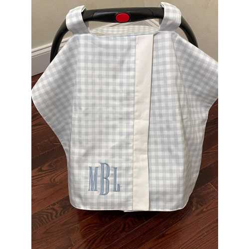 Personalized Gingham Baby Car Seat Tent, Choose Your Color Infant Carrier Canopy, Shower Gift,