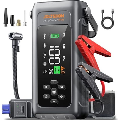 Car Battery Jump Starter with Air Compressor 4500A 150PSI, Car Jumper Starter Portable (9L Gas/8L Diesel), Jump Box Car Battery with Auto-Shutoff Tire Inflator, Jumper Cables and Light