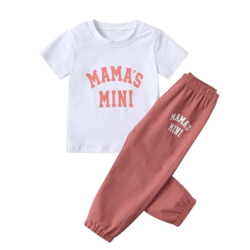 Toddler Baby Girl Clothes Letter Short Sleeve Top + Long Pants Outfits Set Pink 18-24 Months