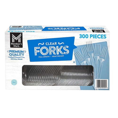 Member's Mark Clear Plastic Forks, Heavyweight 300 ct.