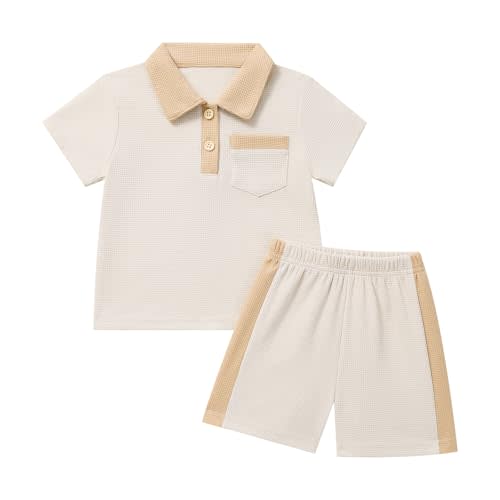 Luckrizyy Toddler Baby Boy Summer Outfits Boys Button Short Sleeve Polo Shirts Casual Shorts Set