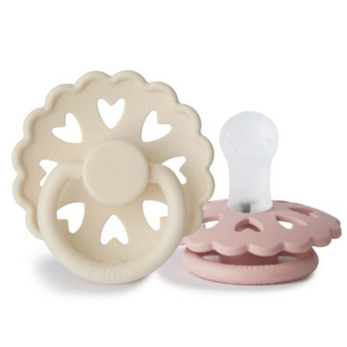 Mushie FRIGG Andersen Fairytale Silicone Pacifier 2-Pack – Blush/Cream