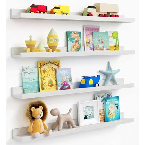 Forbena 36 Inch Long Floating Shelves, White Picture Ledge Shelf for Wall | Large Wall Shelves with Lip for Living Room Photo Frames Art Display, Nursery Book Shelves Bookshelf for Kids Bedroom