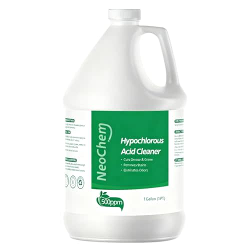 Hypochlorous Acid Spray For Cleaning, 500ppm Hypochlorous Acid,Cuts Grease, Removes Stains, Eliminates Odors - No Rinse, No Harsh Fumes, Biodegradable (1Gallon)