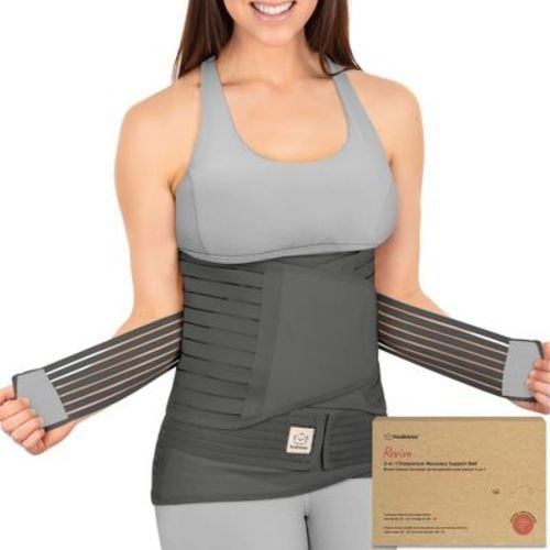 KeaBabies Revive 3 in 1 Postpartum Belly Band, Abdominal Binder Belly Wrap, Post Partum Recovery Waist Binder Shapewear (Mystic Gray, Medium/Large)